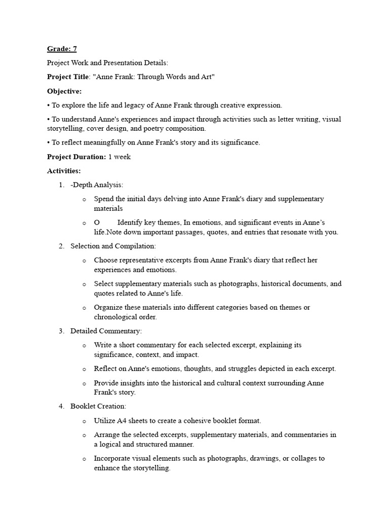 English Project Work - 2081 | PDF | Anne Frank | Poetry