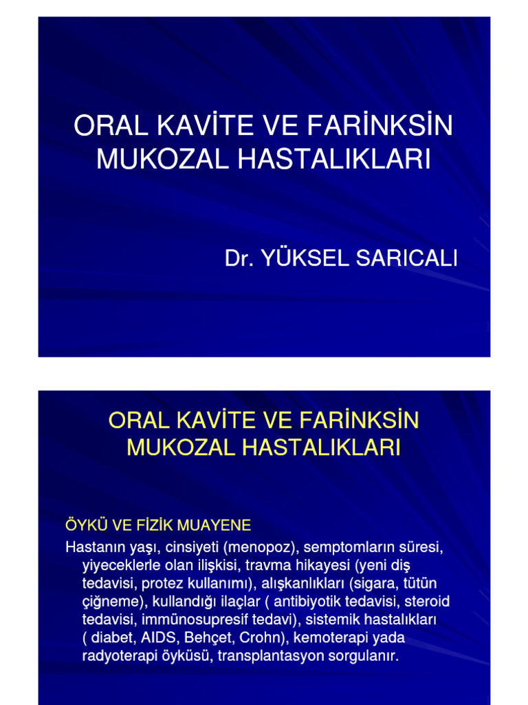 Oral Kavite Ve Farenksin Mukozal Hastaliklari | PDF