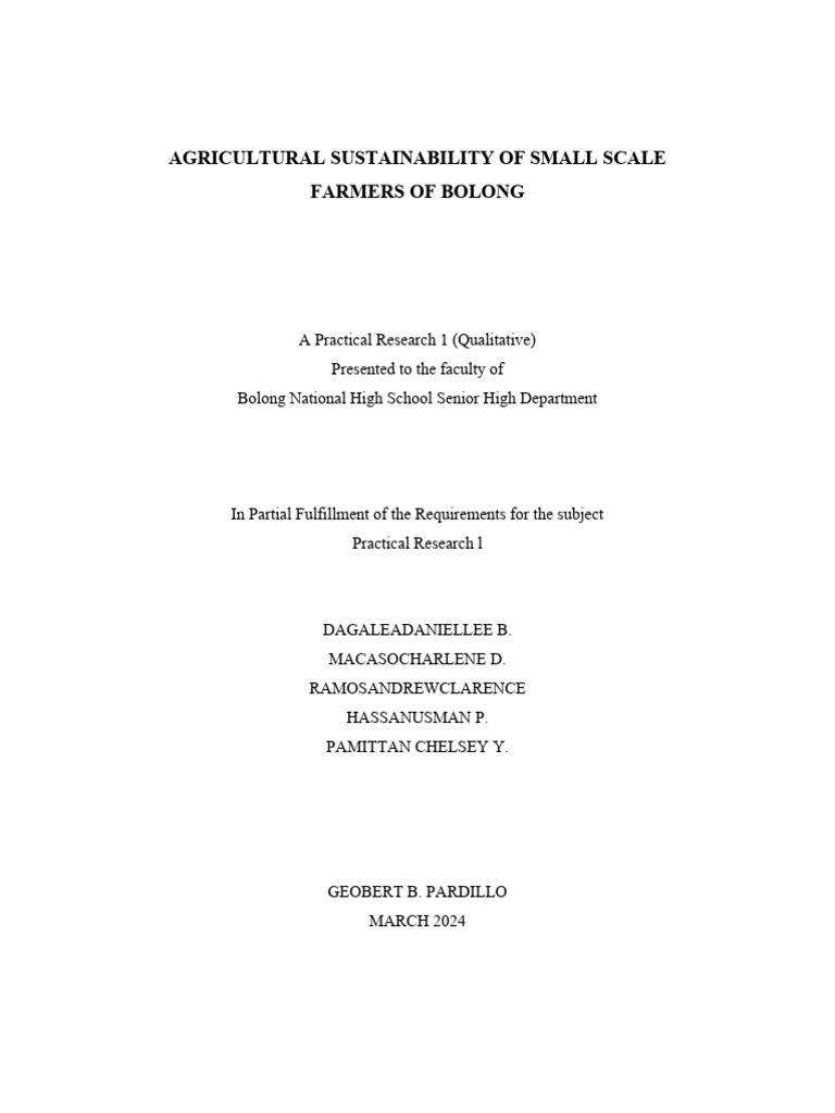 Agricultural Sustainability of Small Scale Farmers | PDF
