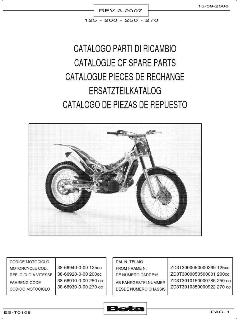 Beta Motorcycle Parts Catalogue 2007 | PDF | Vehicle Parts | Vehicle ...