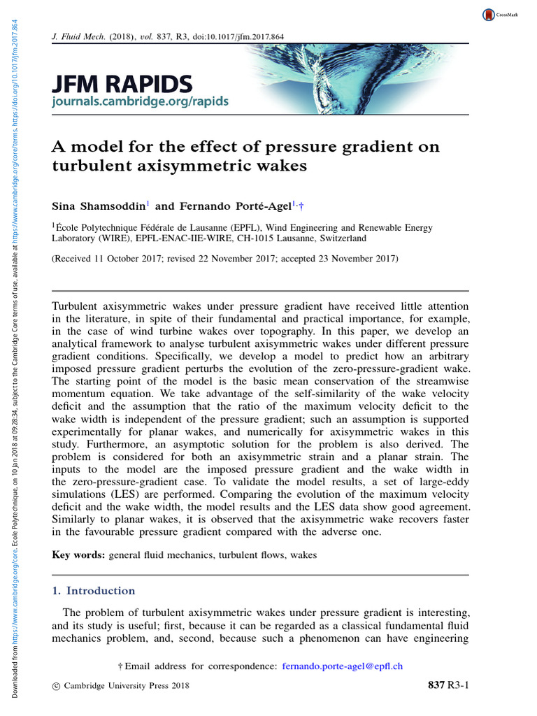 Model For The Effect of Pressure Gradient On Turbulent Axisymmetric ...
