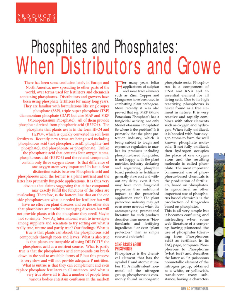 Phosphites vs. Phosphates in Agriculture | PDF | Fertilizer | Phosphorus