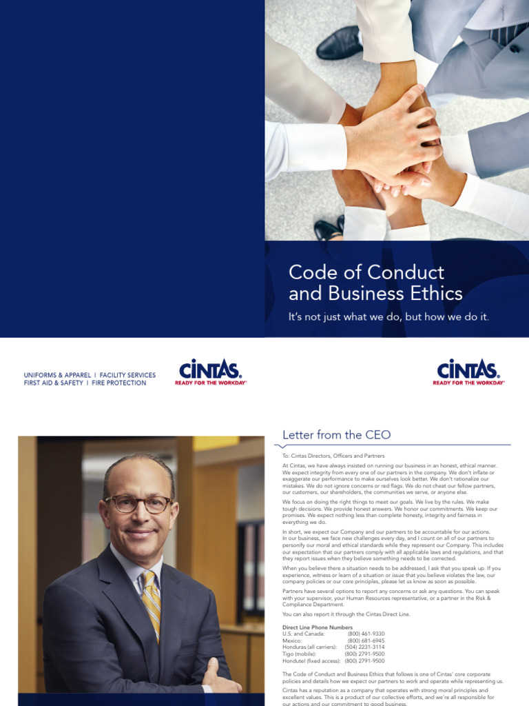 Cintas Code of Conduct Overview | PDF | Regulatory Compliance ...
