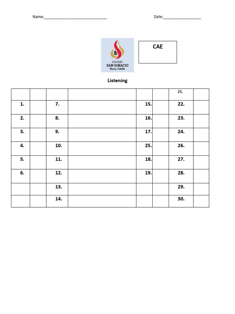 Answer Sheet CAE listening | PDF