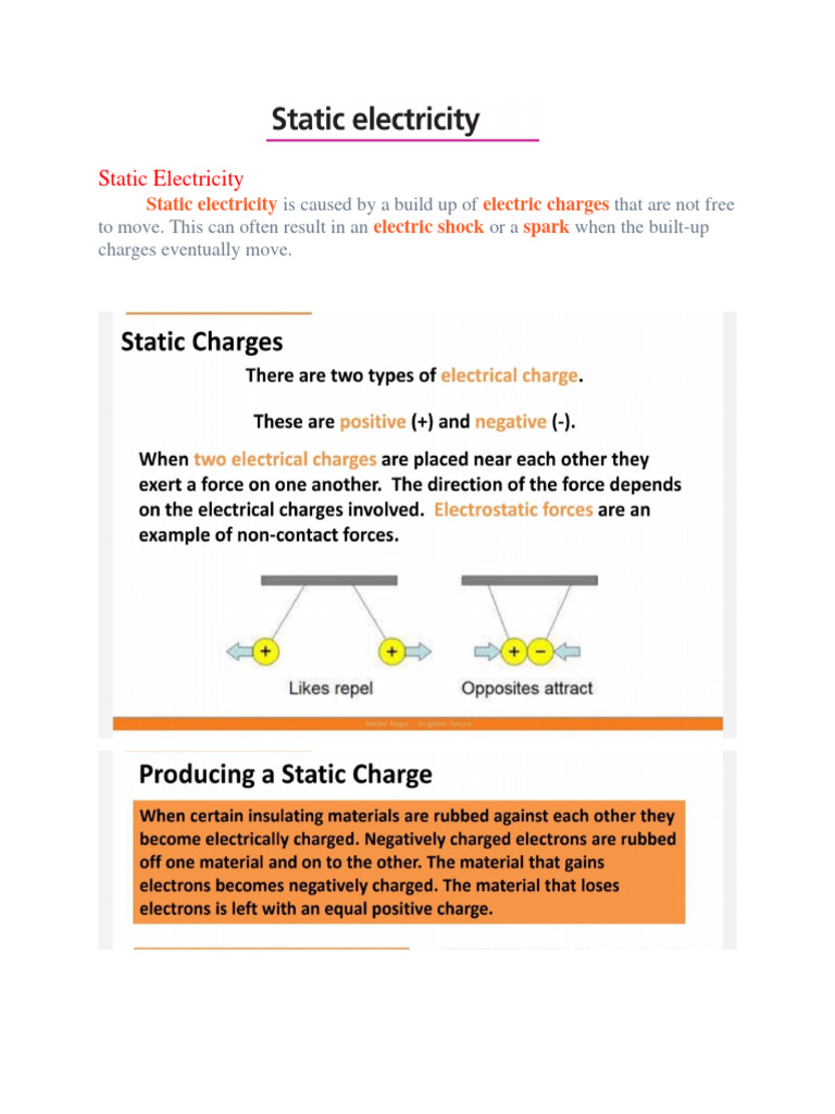 Understanding Static Electricity and Current | PDF | Voltage ...
