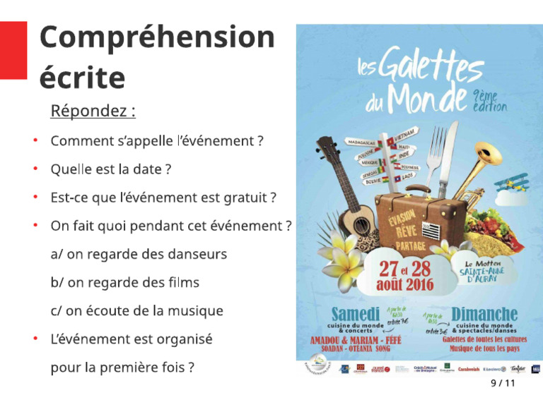 Comprehension Ecrite A1 | PDF