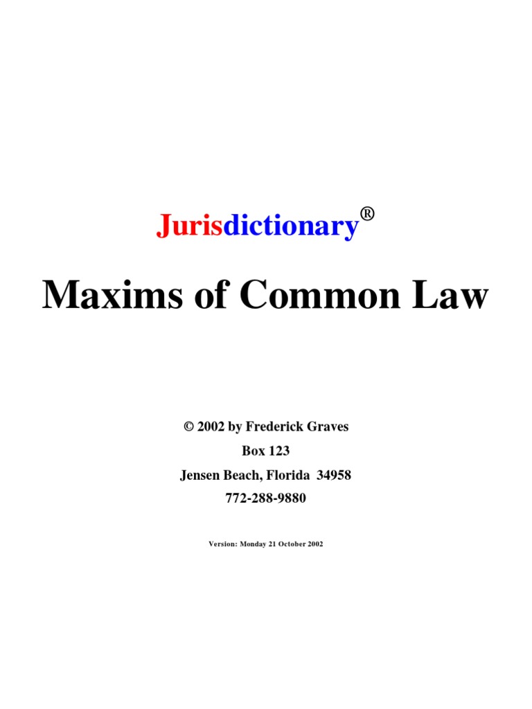 Law of Maxims Natural And Legal Rights Evidence (Law)