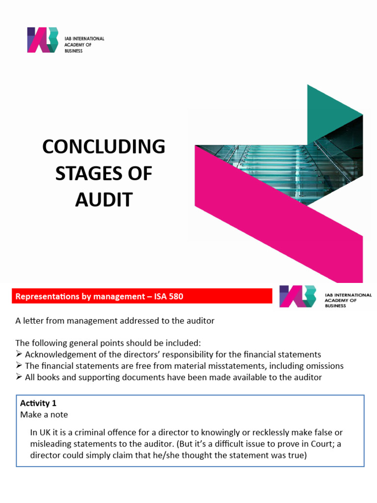 Session 9&10 - Concluding Stages2 | PDF | Going Concern | Audit