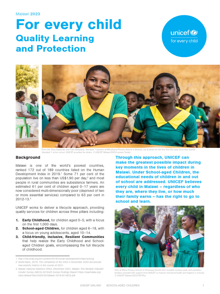 For every child Quality Learning and Protection - UNICEF Malawi ...