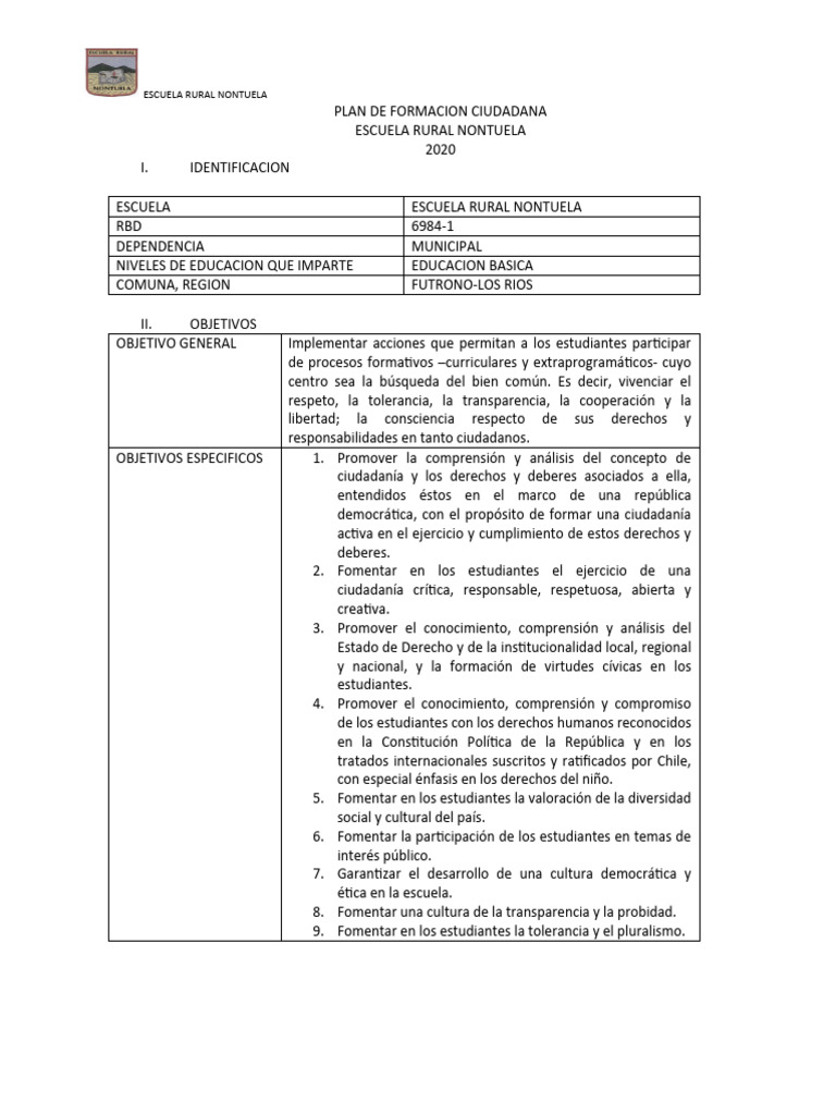 Plan de Formacion Ciudadana | PDF | Escuelas | Democracia