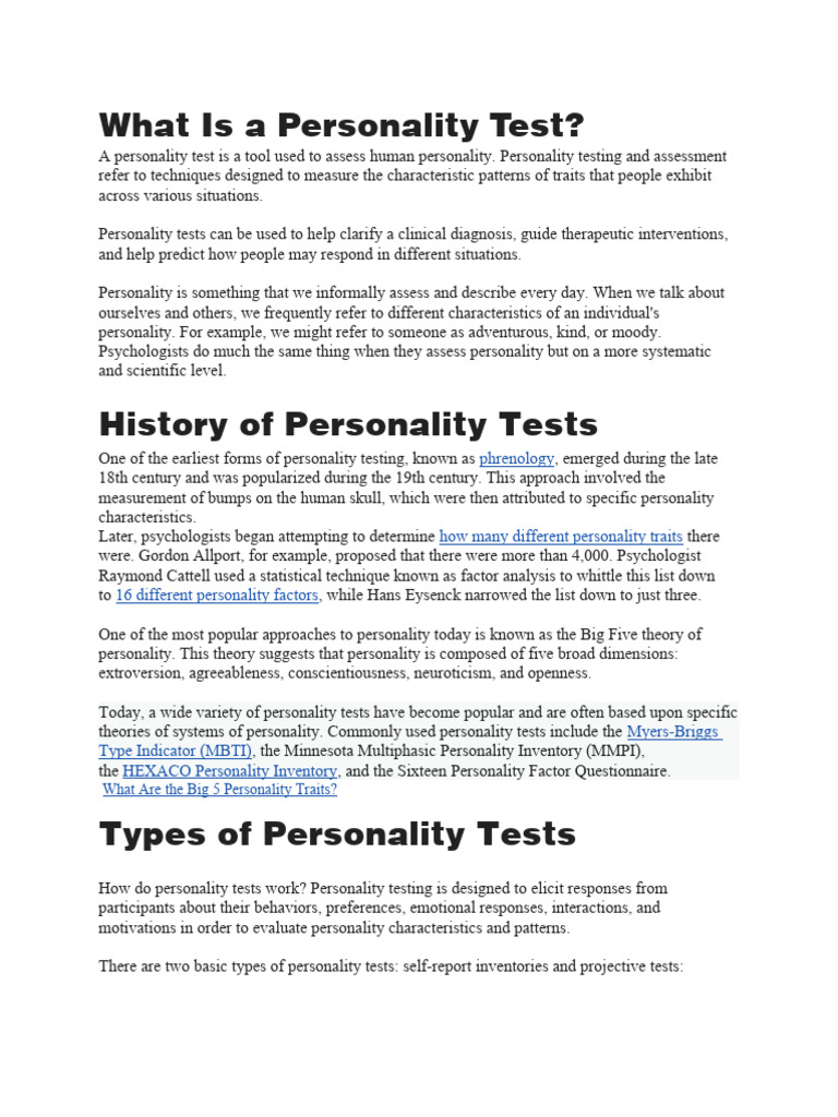 Understanding Personality Tests | PDF | Self Report Study | Mental Disorder