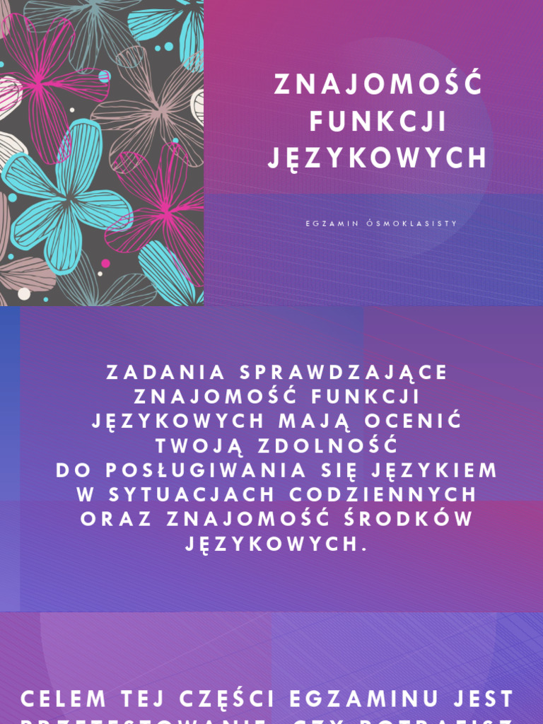 Egzamin smoklasisty Funkcje J zykowe PDF