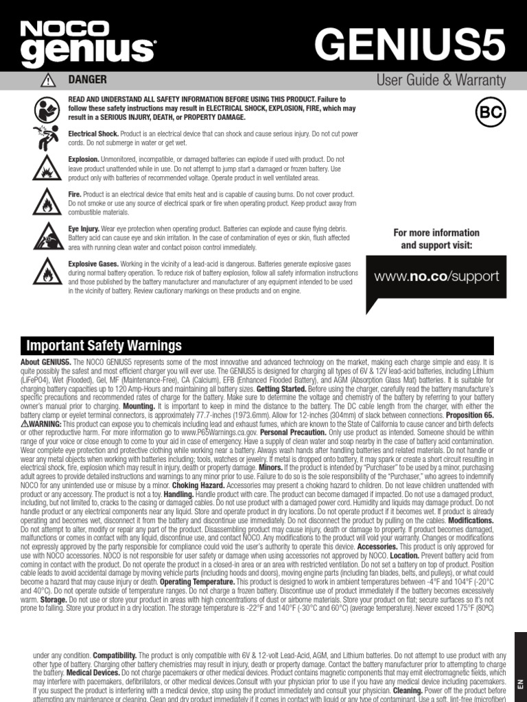 Noco Genius 5 Manual