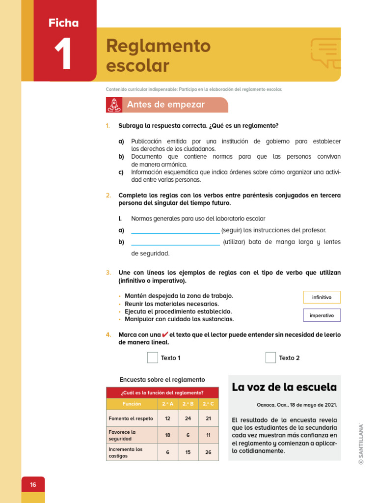 El Reglamento Escolar Primer Grado | PDF | Verbo | Regulación