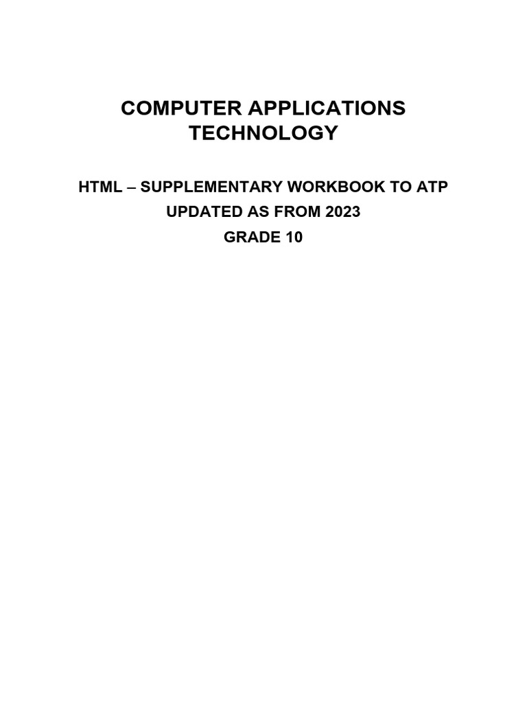 GR 10 HTML Study Guide | PDF | Html Element | Html