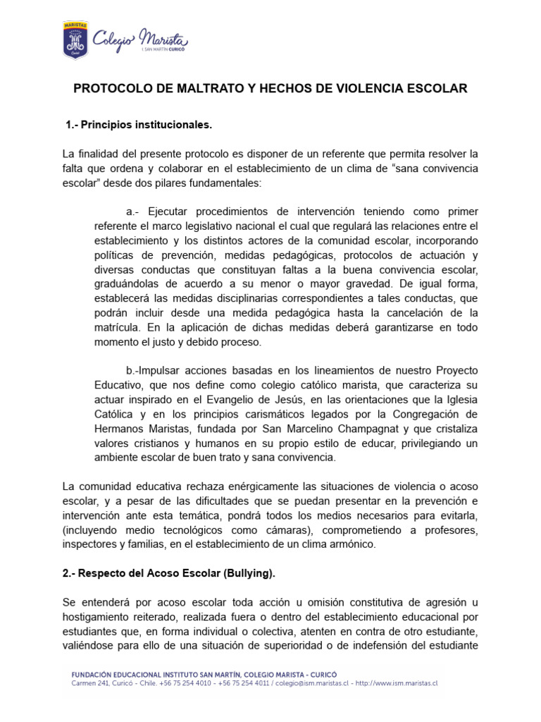 Protocolo de Violencia y Acoso Escolar | PDF | Abuso infantil | Violencia
