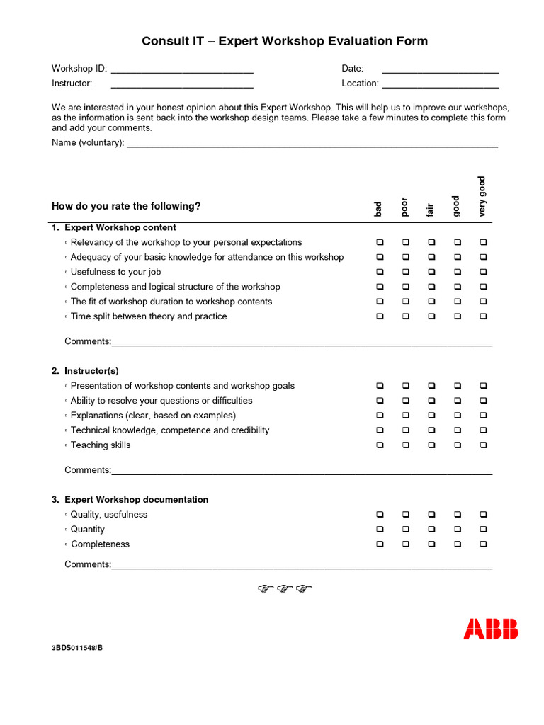 3BDS011548 Expert Workshop Evaluation Form | PDF | Expert | Cognition