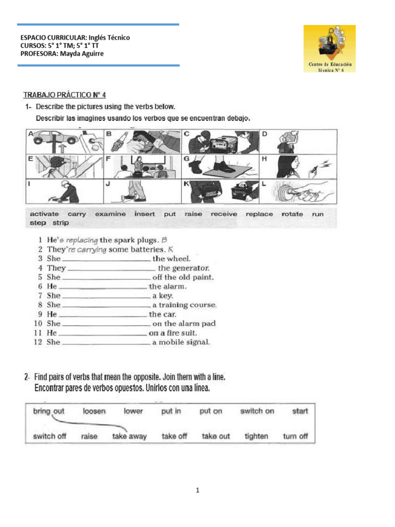 Inglés Técnico para 5° 1° TM y TT | PDF