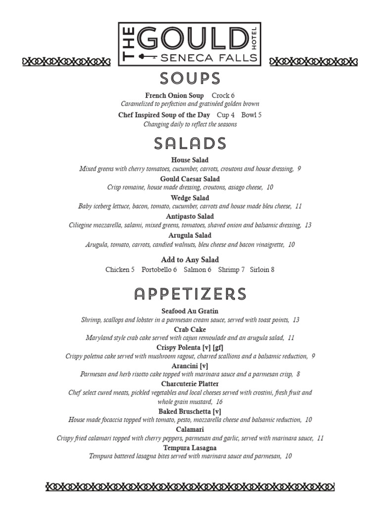 Gould Dinner Menu January 2017 | PDF | Hamburgers | Salad