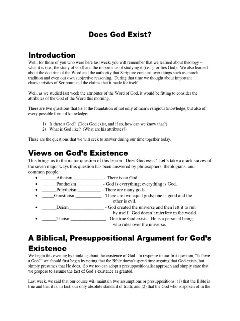 Does God Exist | PDF | God | Existence Of God