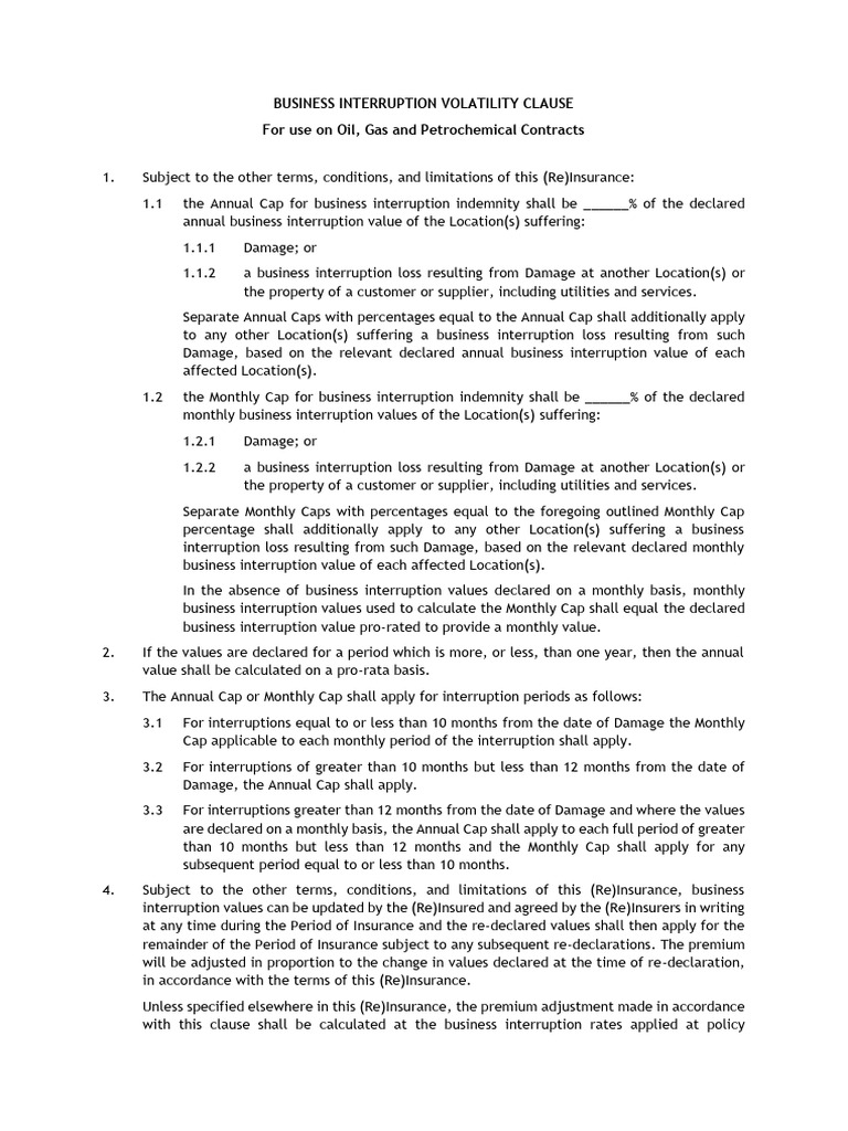 Business Interruption Volatility Clause | PDF | Insurance | Indemnity