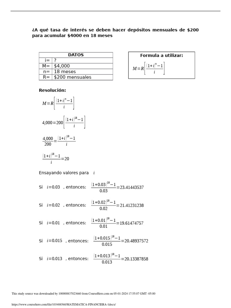 Matematica Financiera 1 | PDF | Finanzas Matemáticas