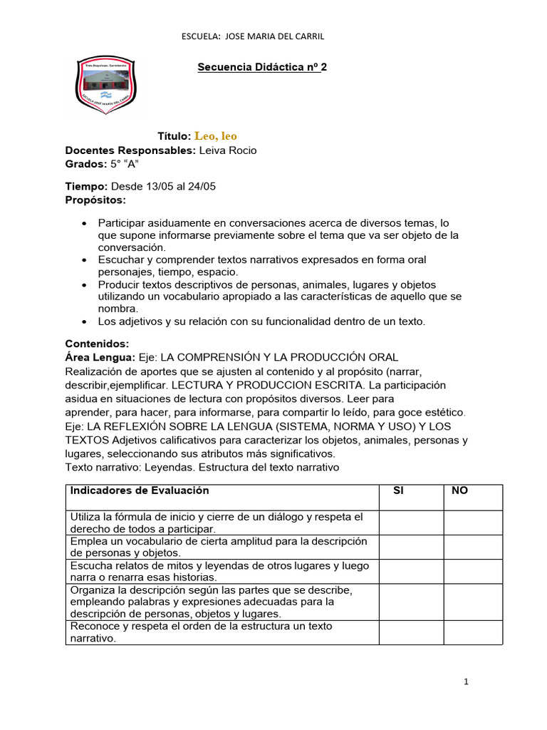 Secuencia 2 Lengua PDF
