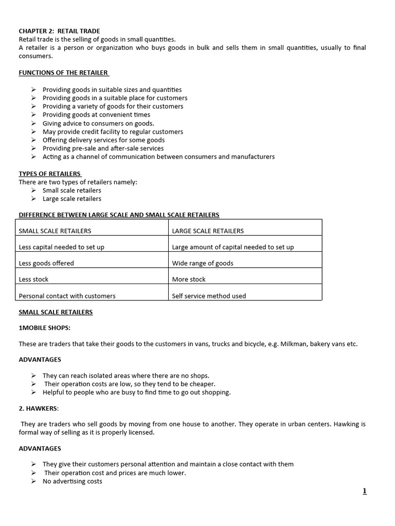 Chapter 2 Retail Trade Pdf Supermarket Retail