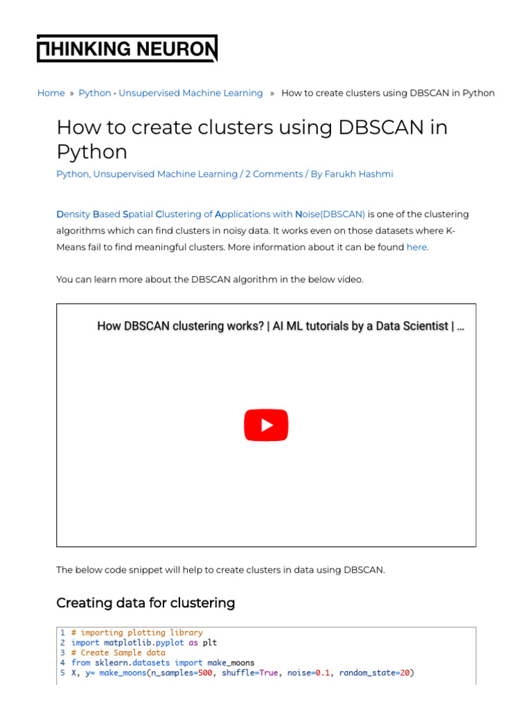 DBSCAN Clustering in Python Guide | PDF | Machine Learning | Cluster ...