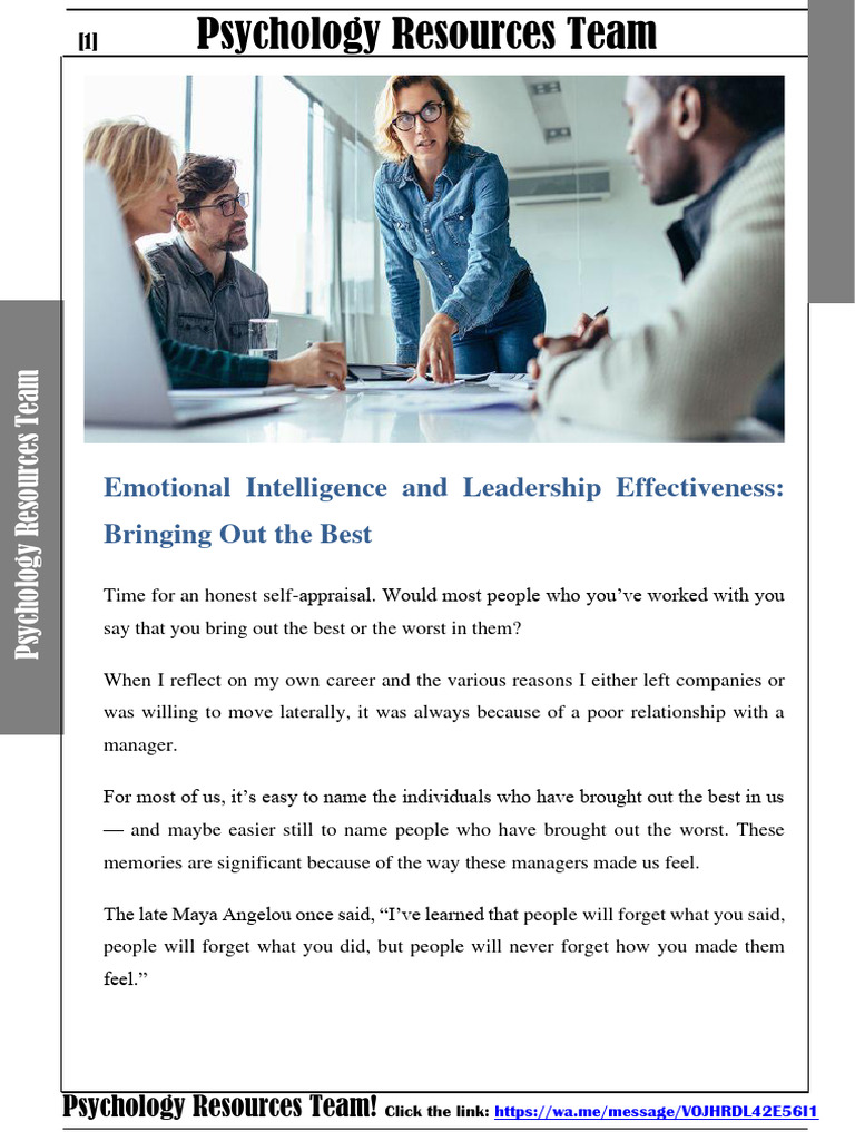 Emotional Intelligence in Leadership | PDF | Emotional Intelligence ...