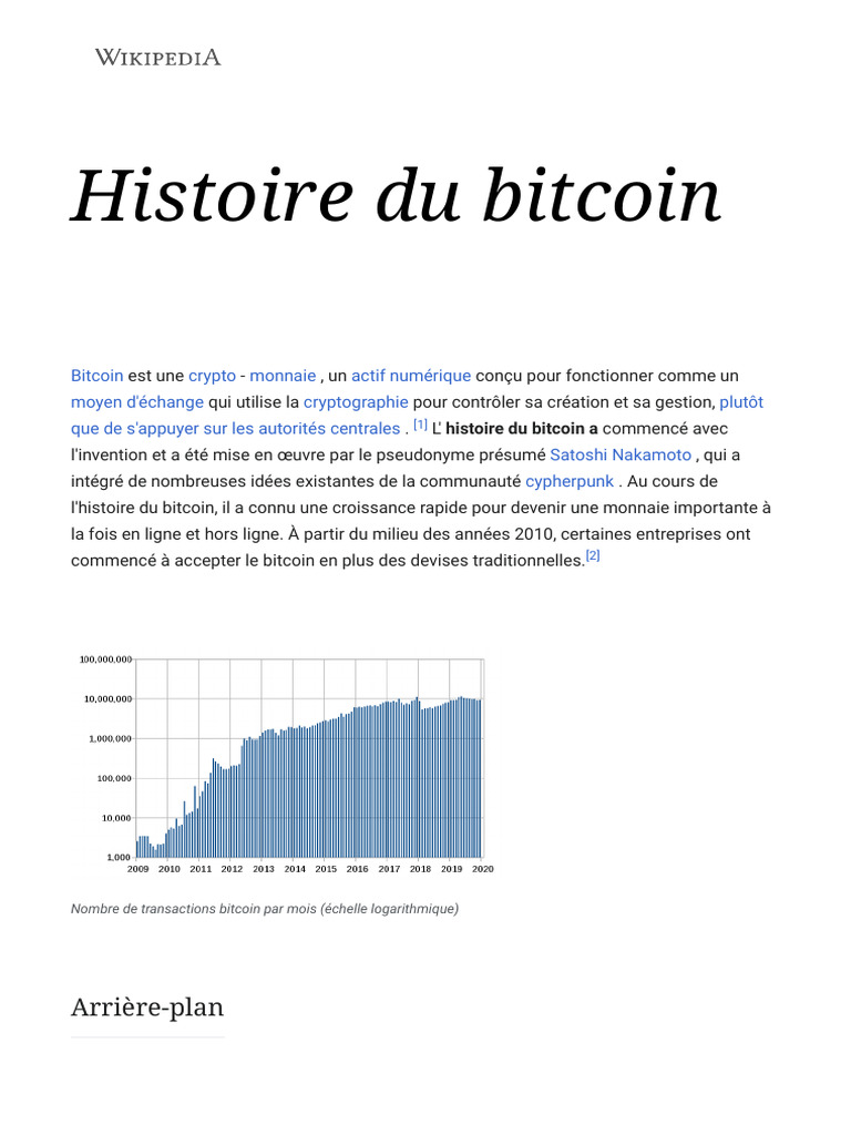 Histoire Du Bitcoin - S - Wikipédia - PDG OLUSHOKPE | PDF | Bitcoin | Money