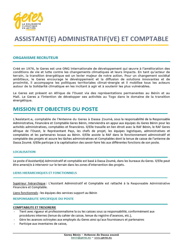 Recrutement Assistant Administratif et Comptable | PDF | Comptabilité