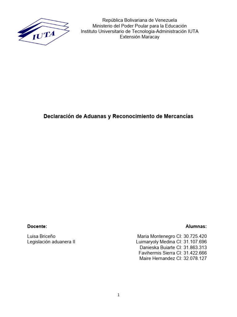 Declaración de Aduanas en Venezuela | PDF | aduana | Arancel