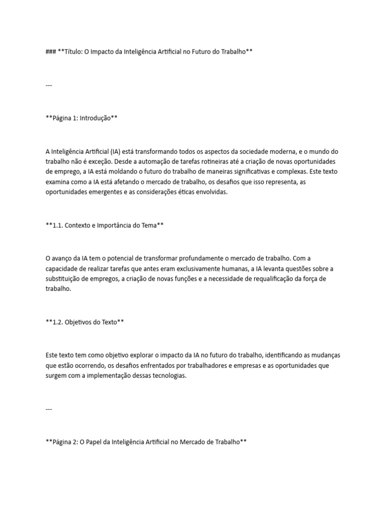 Impacto da IA no Futuro do Trabalho | PDF | Inteligência artificial ...