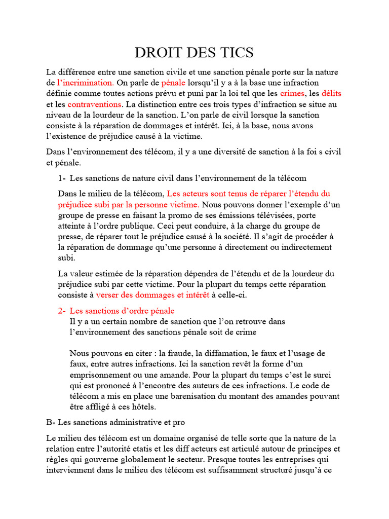 Sanctions civiles et pénales en télécoms | PDF | Crimes | Crime et violence