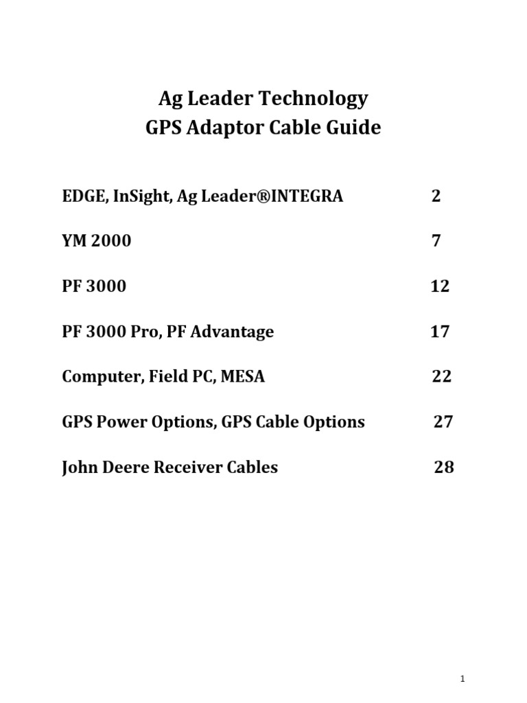 Ag Leader GPS Cable Guide | PDF | Computing | Equipment