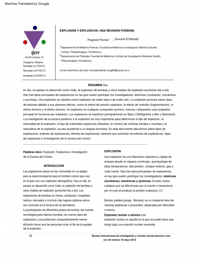 Explosion And Explosives A Forensic Review 1 Pdf Combustión Bomba