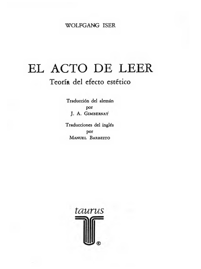 Iser Wolfgang - La Asimetria de Texto Lector - PDF - 2p | PDF ...