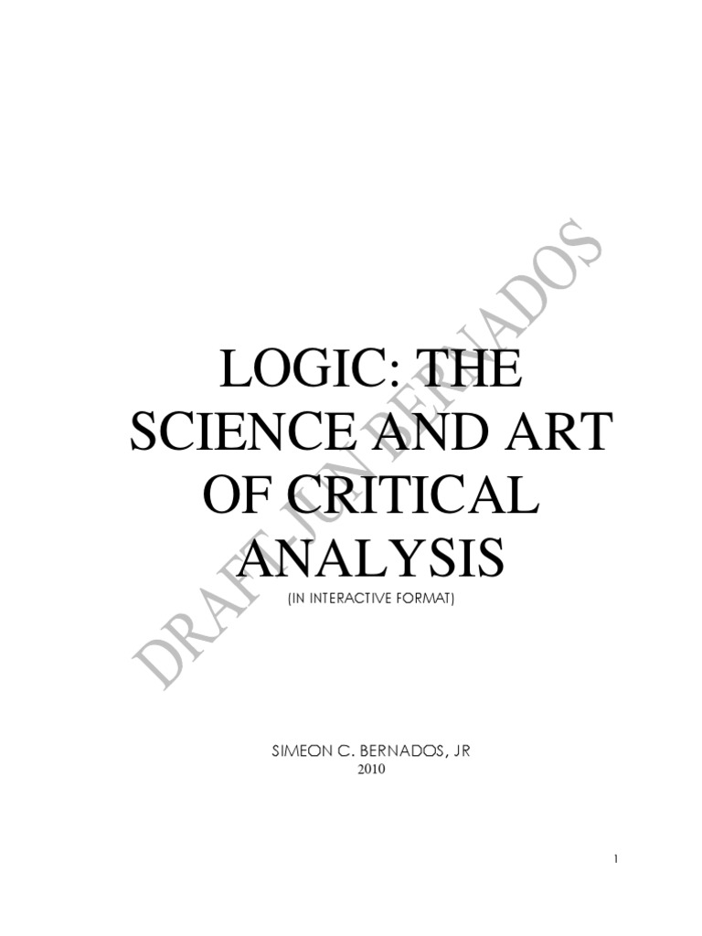Logic: Critical Analysis Essentials | PDF | Argument | Logic