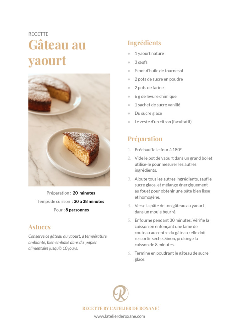 Gâteau au Yaourt : Recette Illustrée | PDF | Levure chimique | Nourritures
