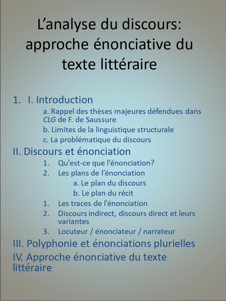 Analyse énonciative du texte littéraire | PDF | Discours (linguistique ...