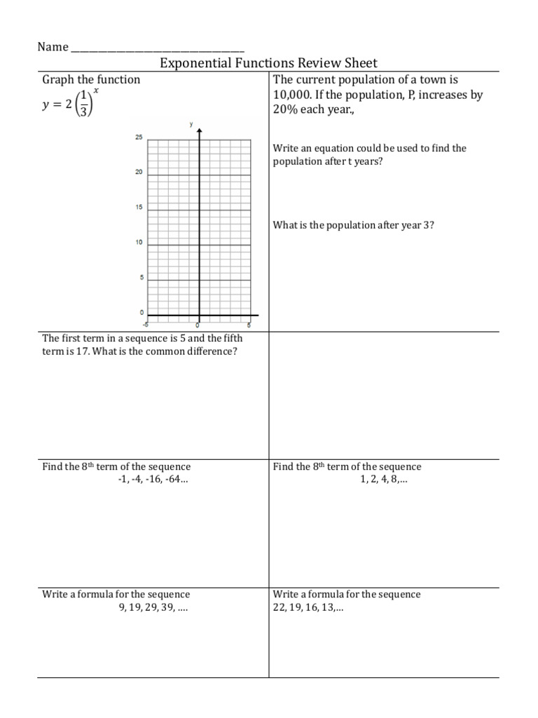 Exponential Functions Review Guide | PDF | Foreign Language Studies ...