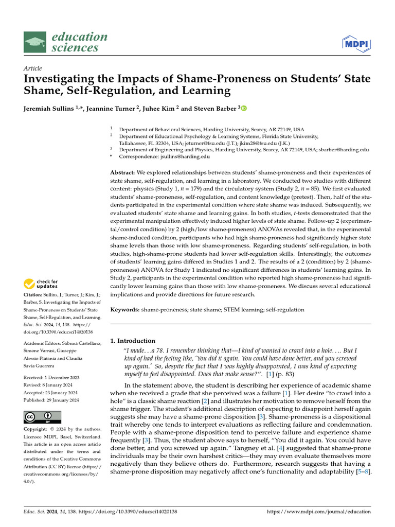 Investigating The Impacts of Shame-Proneness On ST | PDF | Emotions ...