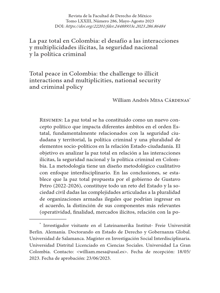 Desafíos de la paz total en Colombia | PDF | Colombia | Prisión
