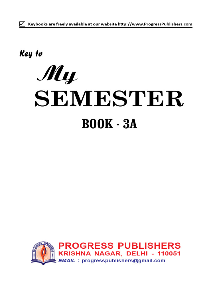 Class 3 Answer Key: My Semester Book 3A | PDF | Human Body | Rotation