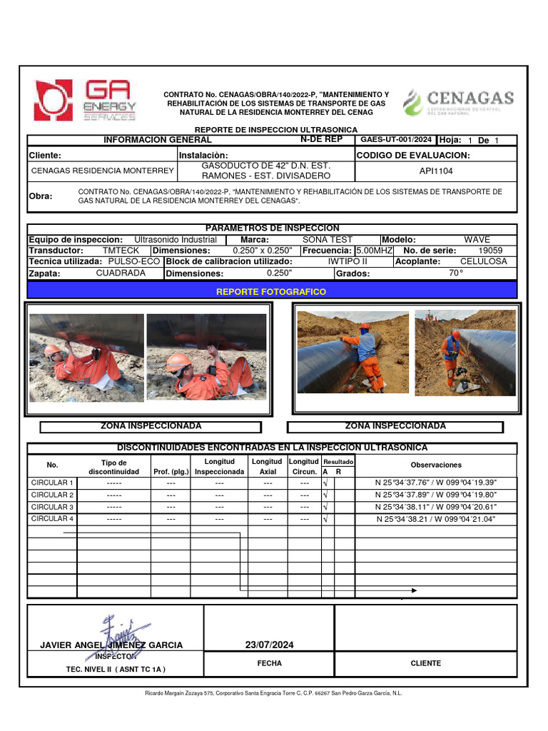 REPORTE PND ANGULAR KM 41+609.3 - KM 41+676.95-1 | PDF