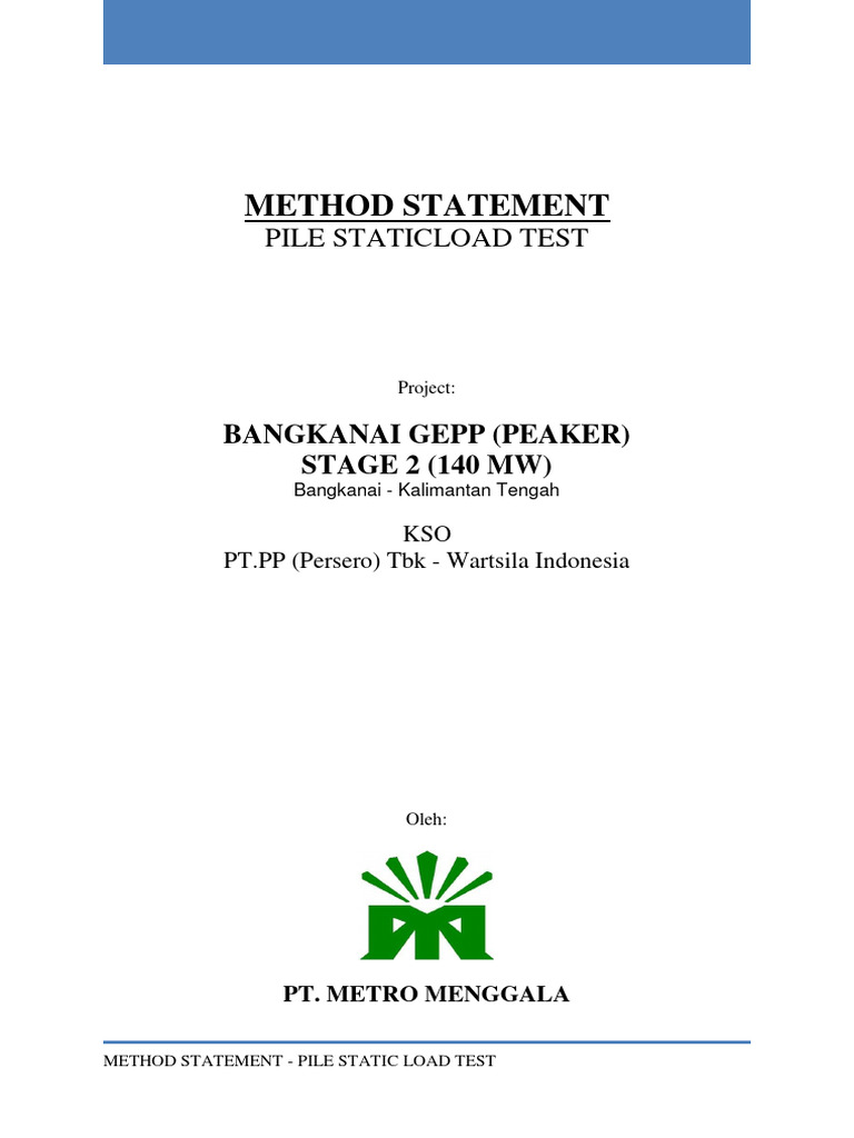 Bangkanai GEPP Pile Load Test Method | PDF | Deep Foundation | Pressure ...