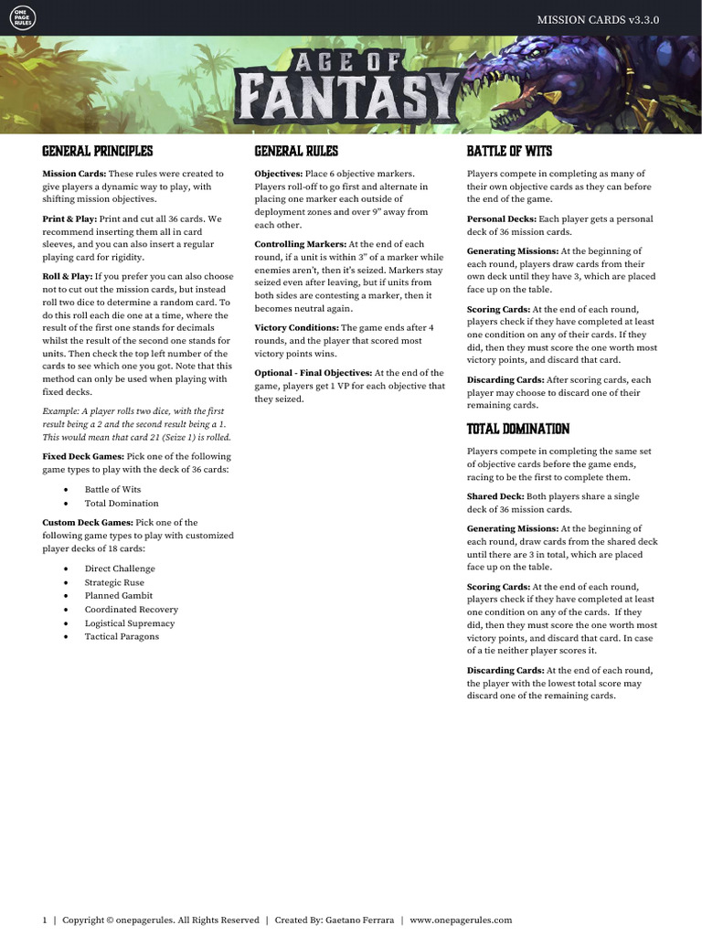 6643762a21392a3e351b0c4e - AoF - Mission Cards v3.3.0 | PDF | All ...