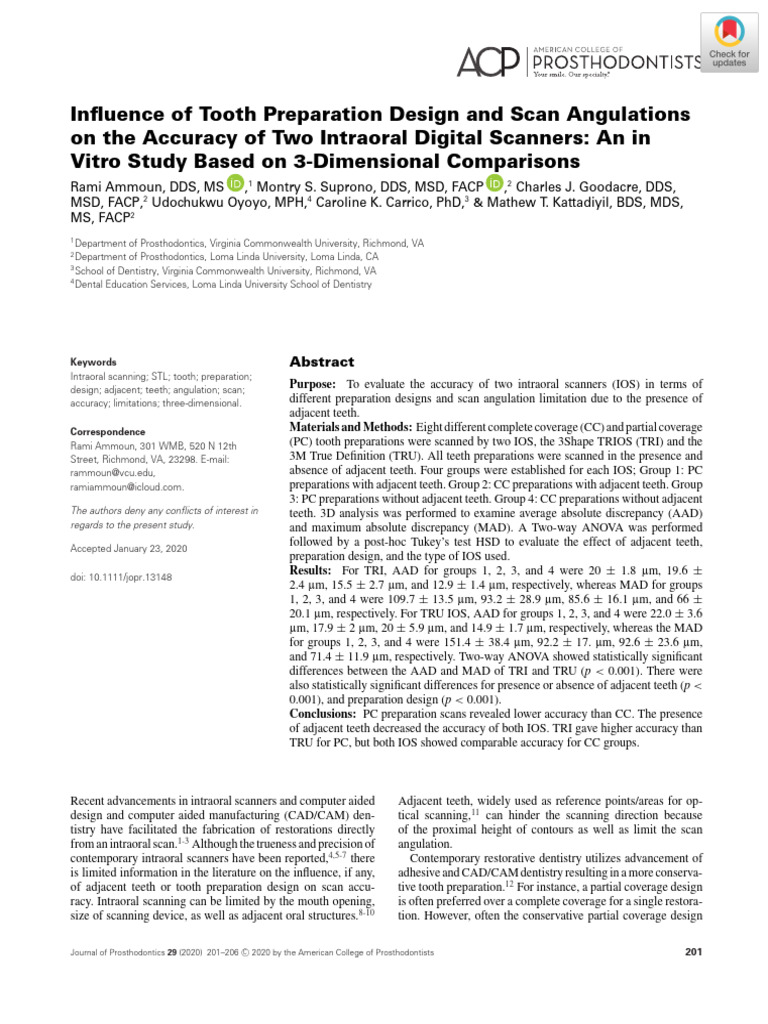 Influence of Tooth Preparation Design and Scan Angulations On The ...