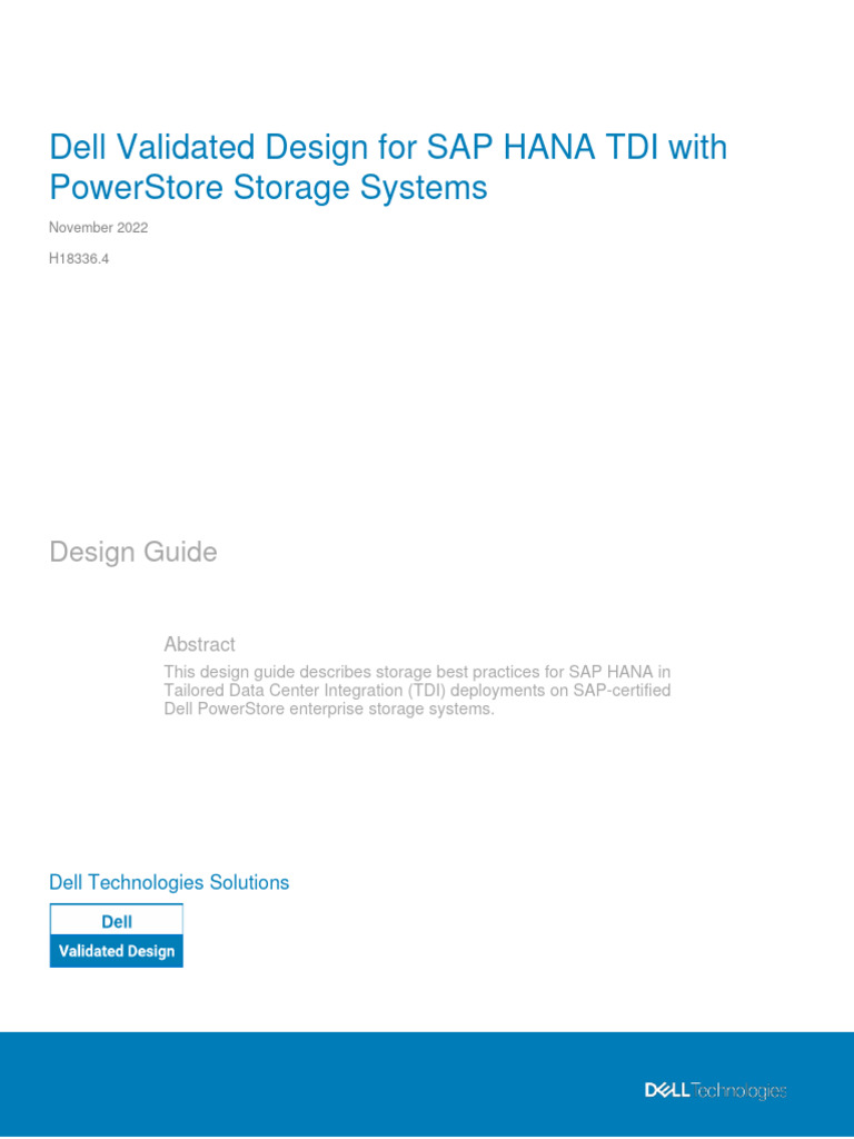 Dell Validate Design For SAP HANA TDI With PowerStoreStorage Systems ...